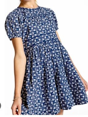 Minnow Girls Navy Floral Short-Sleeve Dress